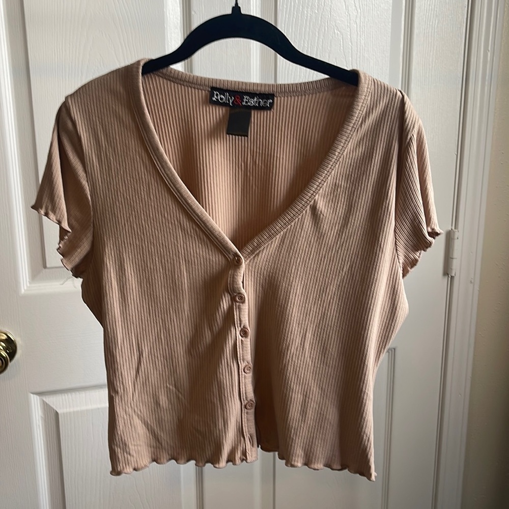 Beighe top button down